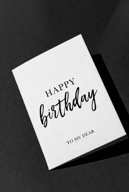This is happy birthday card Image black and white of 