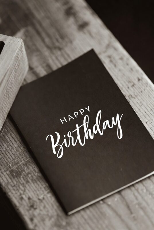 This is happy birthday card Image black and white of 