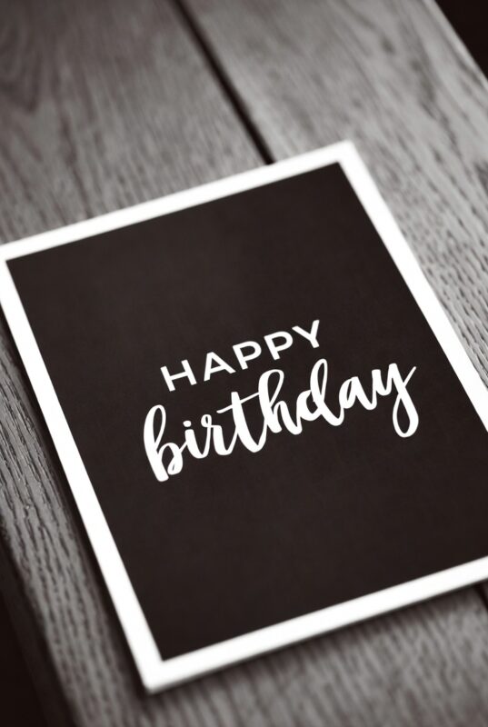 This is happy birthday card Image black and white of 