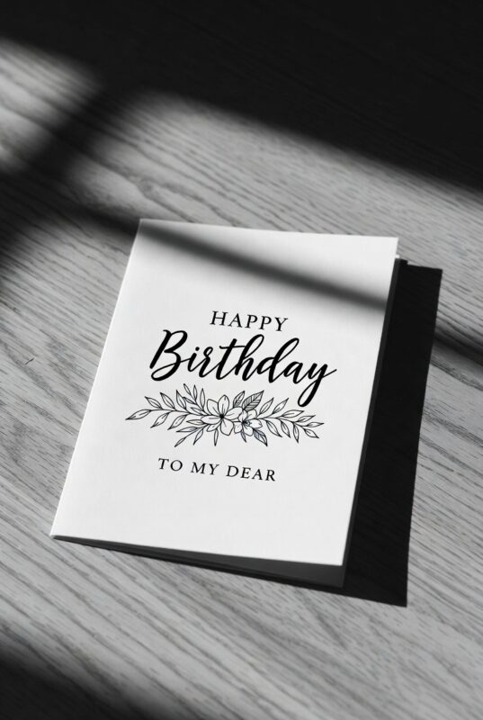 This is happy birthday card Image black and white of 