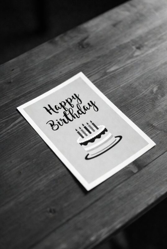 This is happy birthday card Image black and white of 