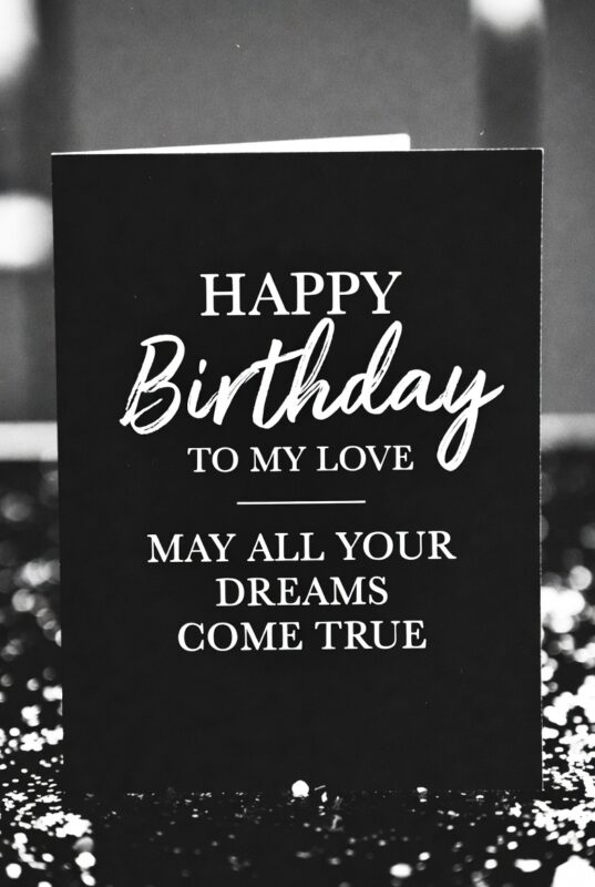 This is happy birthday card Image black and white of 