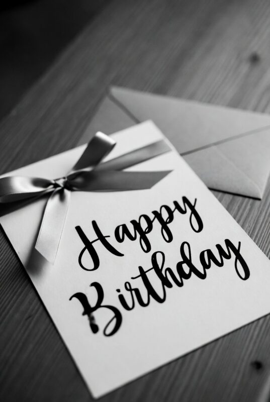 This is happy birthday card Image black and white of 