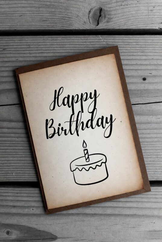 This is happy birthday card Image black and white of 