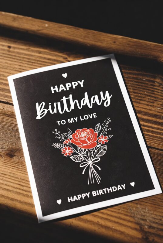 This is happy birthday card Image black and white of 