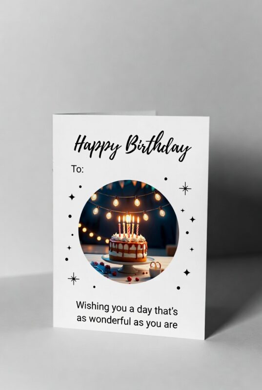 This is happy birthday card Image black and white of 