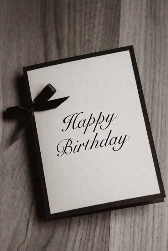 This is happy birthday card Image black and white of 