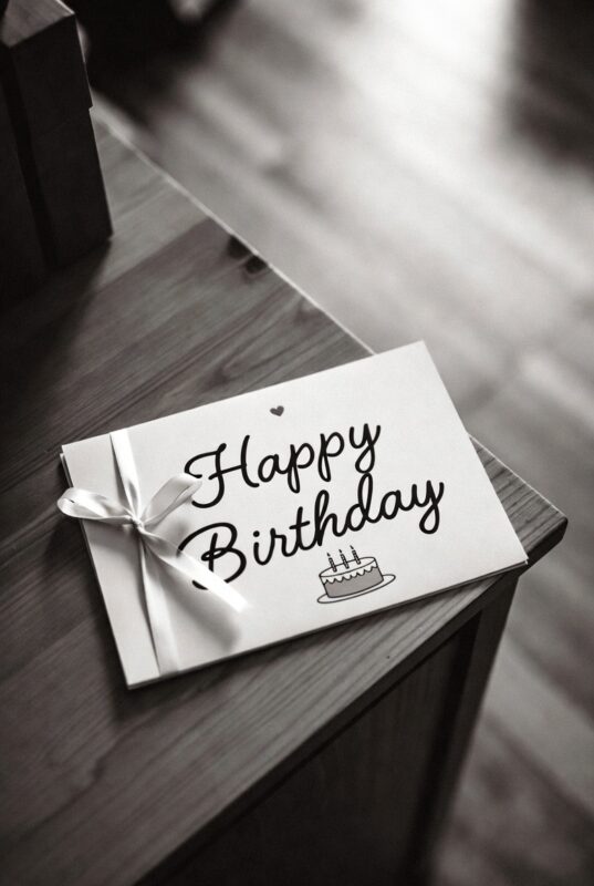 This is happy birthday card Image black and white of 