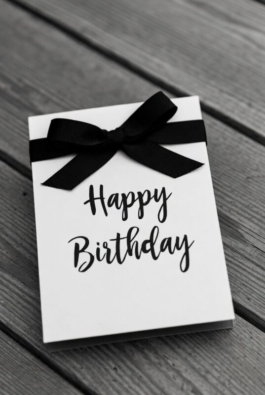 This is happy birthday card Image black and white of 