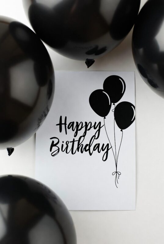 This is happy birthday card Image black and white of 