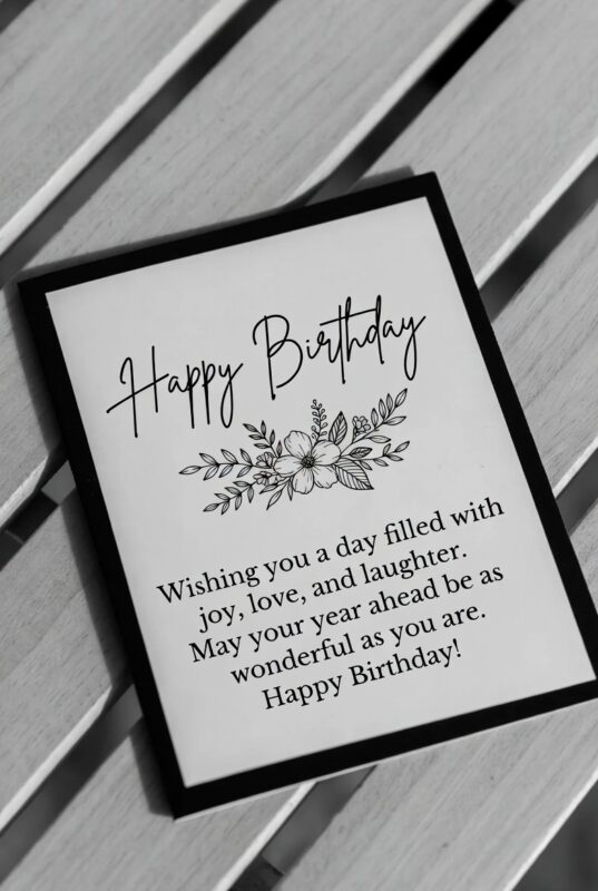 This is happy birthday card Image black and white of 