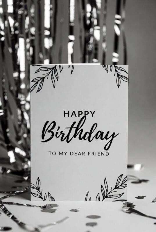 This is happy birthday card Image black and white of 