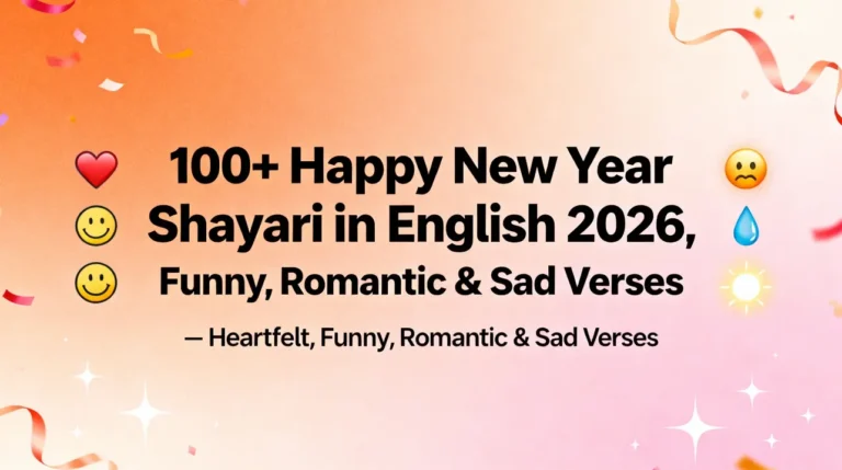 100+ Happy New Year Shayari in English 2026 – Heartfelt, Funny, Romantic & Sad Verses
