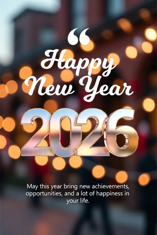 Cute Happy New Year 2026 Image with Quote