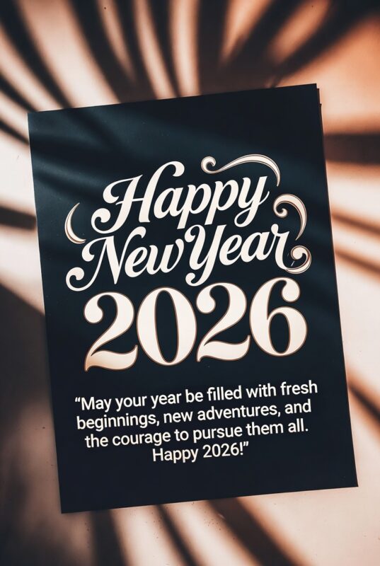 Cute Happy New Year 2026 Image with Quote