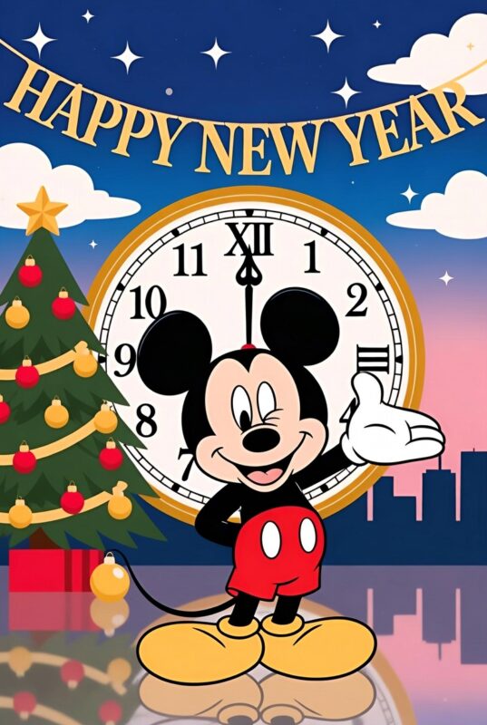 Mickey Mouse Happy New Year Wallpaper