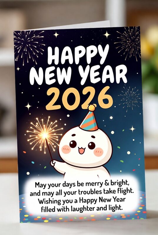 Cute Happy New Year 2026 Image with Quote