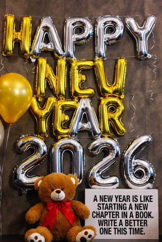 Cute Happy New Year 2026 Image with Quote