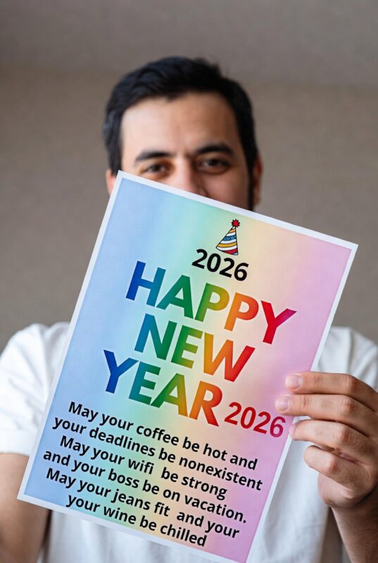 Funny Happy New Year 2026 Image with Quote