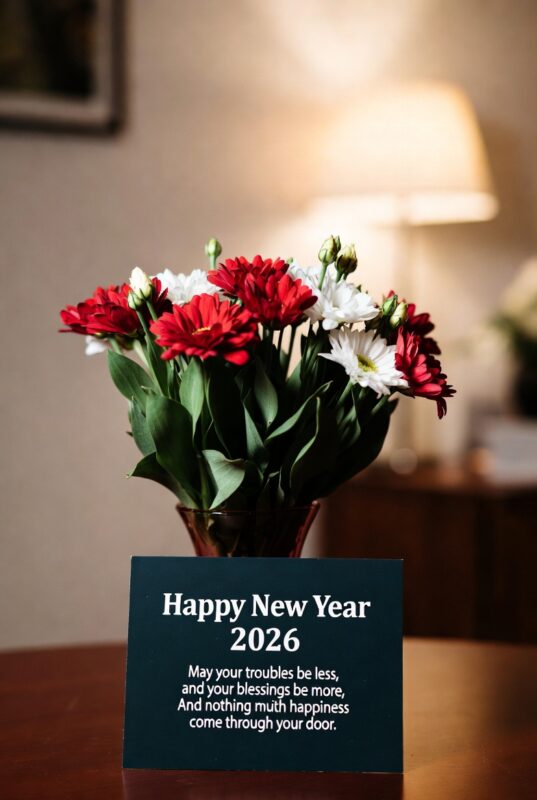 Cute Happy New Year 2026 Image with Quote