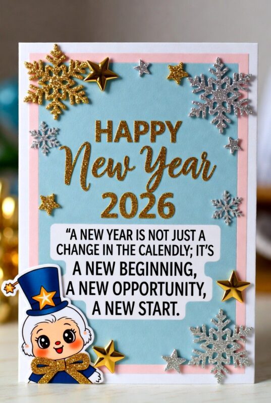 Cute Happy New Year 2026 Image with Quote