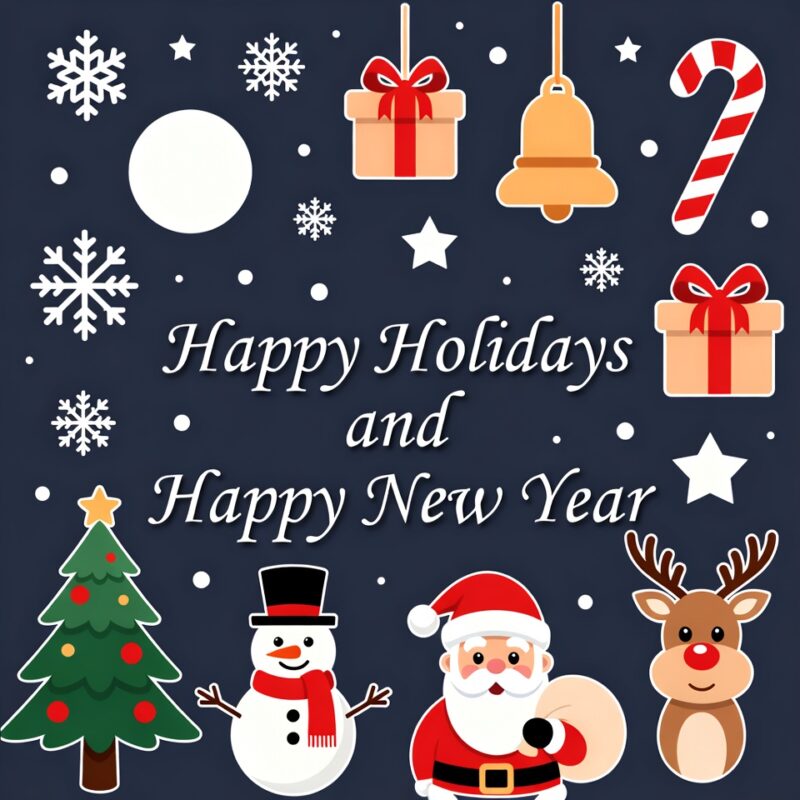 Happy Holidays and Happy New Year Clipart