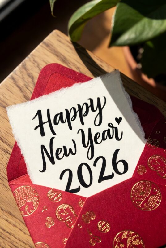 Cute Happy New Year 2026 Image with Quote