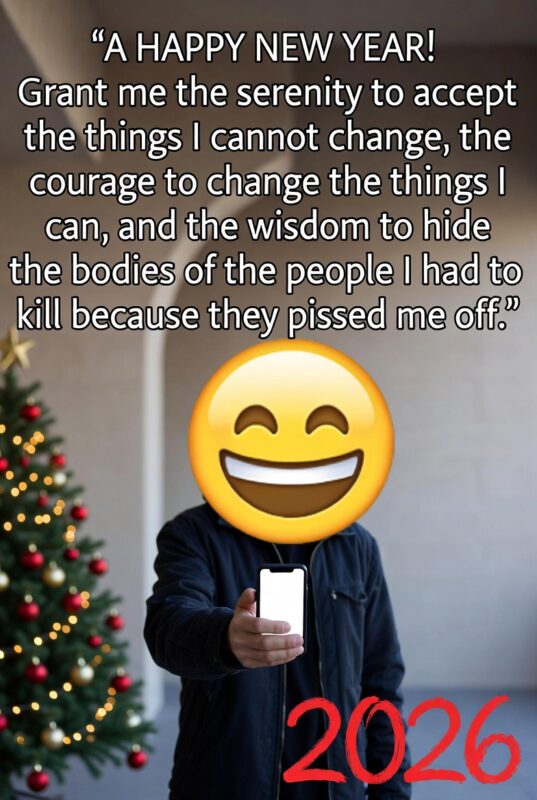 Funny Happy New Year 2026 Image with Quote