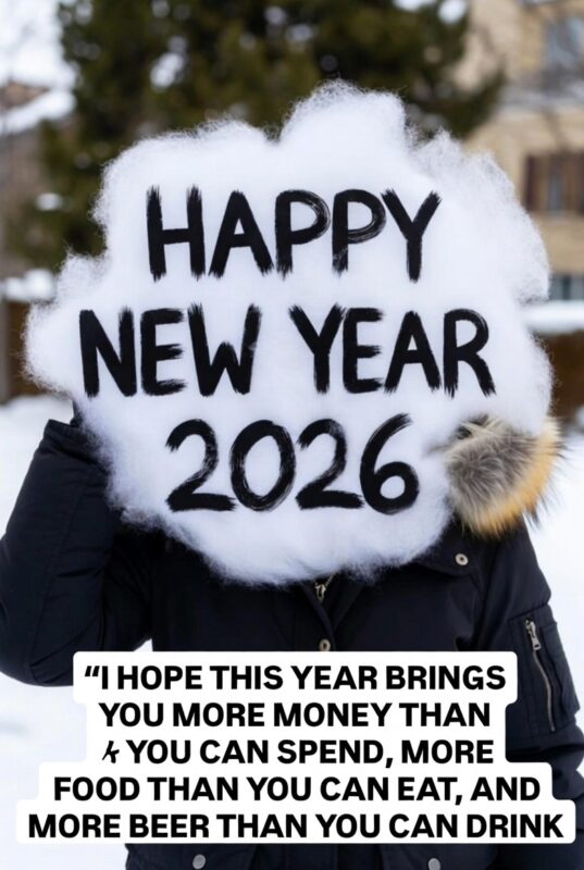 Funny Happy New Year 2026 Image with Quote