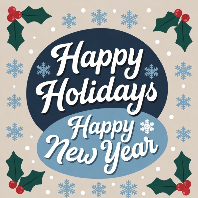 Happy Holidays and Happy New Year Clipart