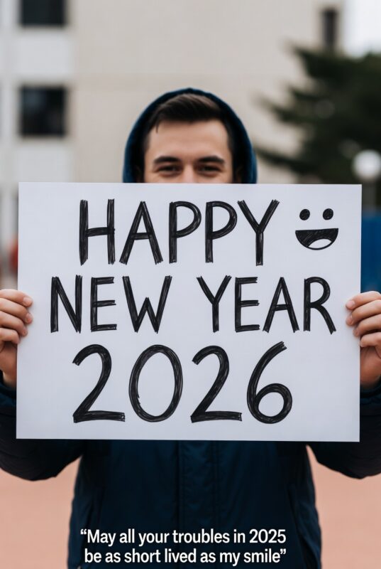 Funny Happy New Year 2026 Image with Quote