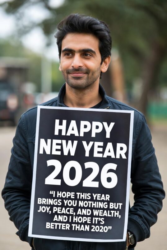 Funny Happy New Year 2026 Image with Quote
