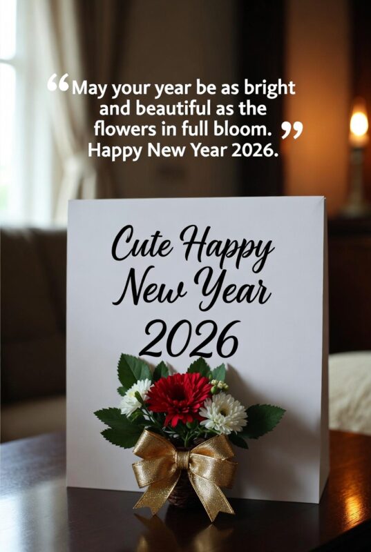 Cute Happy New Year 2026 Image with Quote