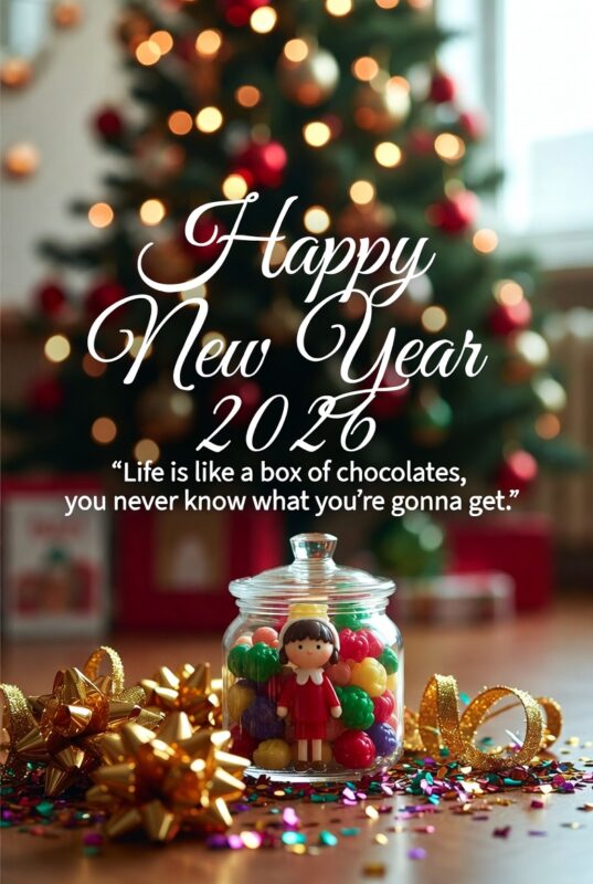 Cute Happy New Year 2026 Image with Quote