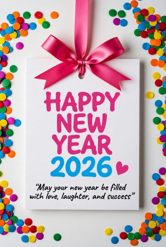 Cute Happy New Year 2026 Image with Quote