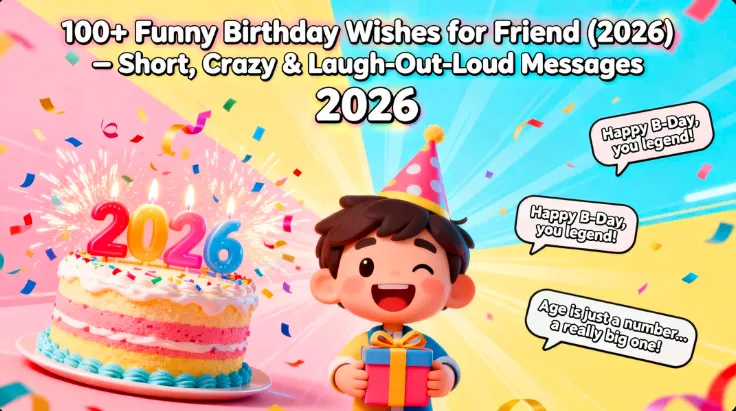 100+ Funny Birthday Wishes for Friend (2026) – Short, Crazy & Laugh-Out-Loud Messages